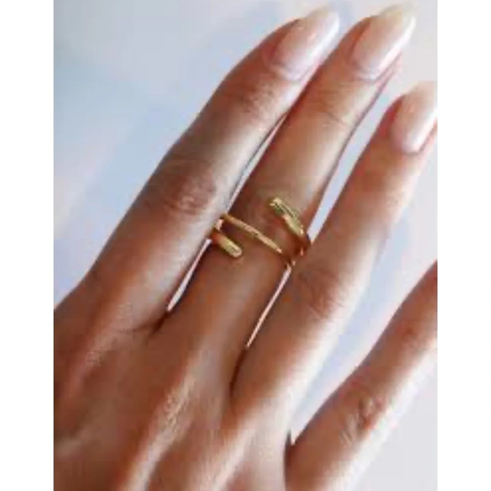 NEW Coil Ring Adjustable Wrap Gold Plated Sterling Silver Minimalist‎ Jewelry